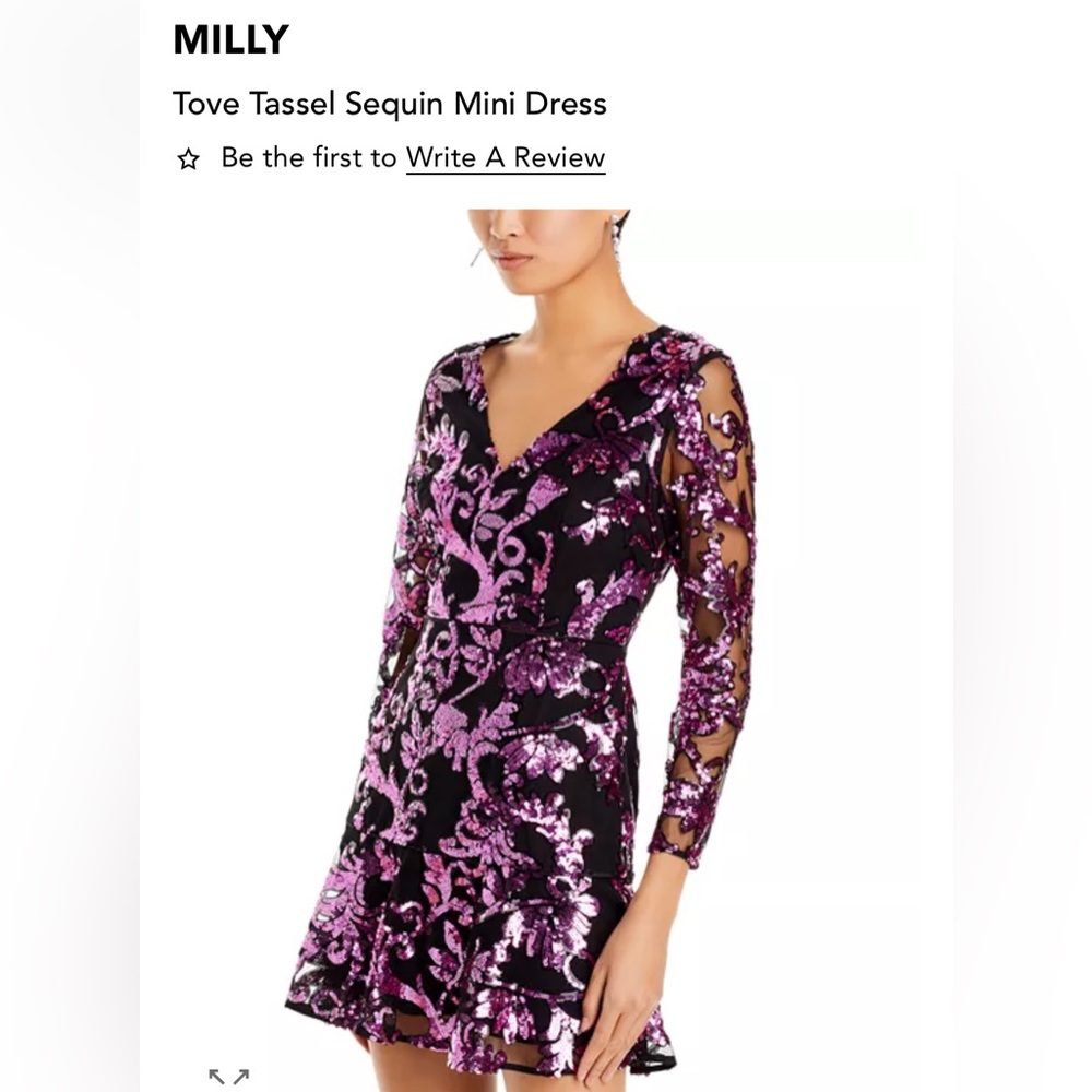Milly Tove Sequin Mini Dress in Purple and Black